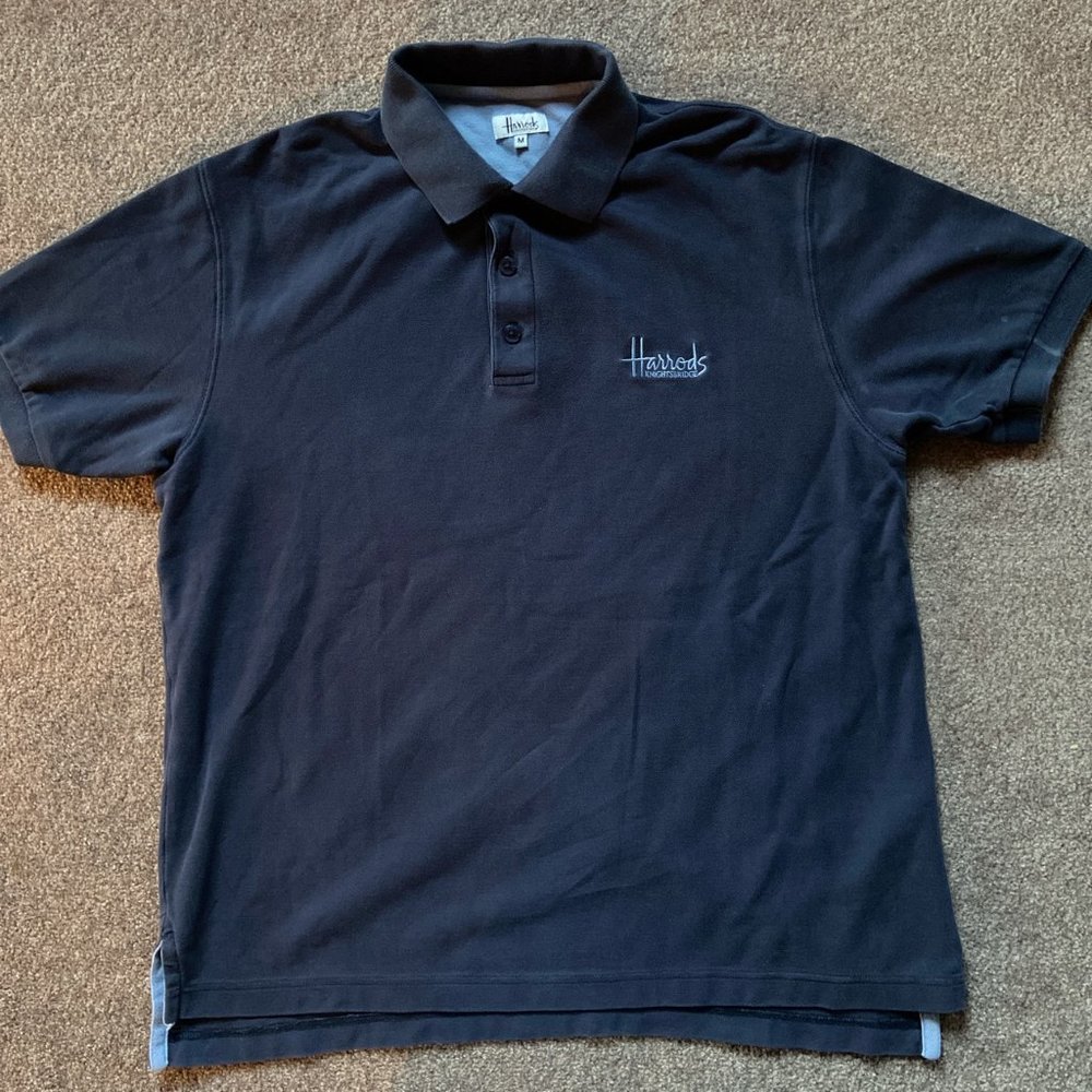 HARRODS London Store Uniform Navy Blue Polo Shirt, Size M